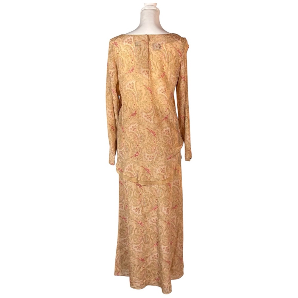 Y2K Paisley 100% Silk Set Women’s M 8/10 Two-Piece Modest Long Sleeve Maxi Skirt - Picture 5 of 13